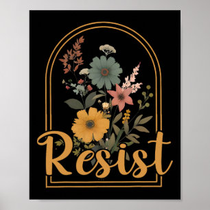 Poster Résister aux fleurs minimalistes anti-Trump Pro po