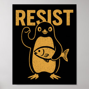 Poster Résister Manchot Rebelle Contre les Droits de Doua