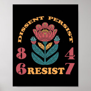 Poster Résistez 8647 Dissidence Persiste Floral Femi Anti
