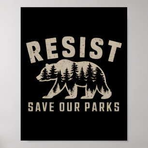 Poster Résistez Sauvegardons Nos Parcs Nationaux Randonné