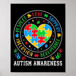 Poster Respect Amour Soutien Acceptation Inclusion Autism