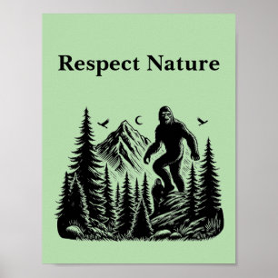 Poster Respect Nature Yeti Bigfoot Ink Art