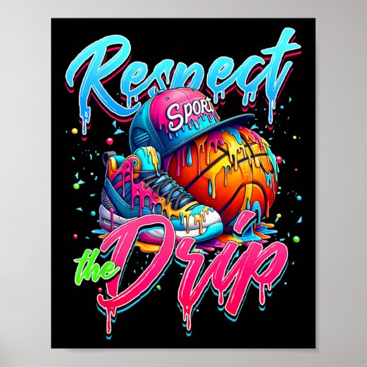 Poster Respect The Drip Sketll Ice Cream Drip With Sprink (Devant)