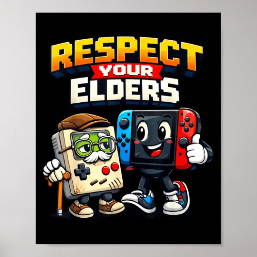 Poster Respect Your Elders Retro Gaming Funny Gamer Contr (Devant)