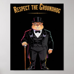 Poster Respecter la marmotte drôle de woodchuck et de mar