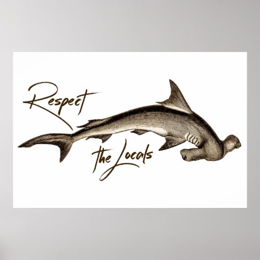 Poster Respectez la citation amusante de requin marteau l (Devant)