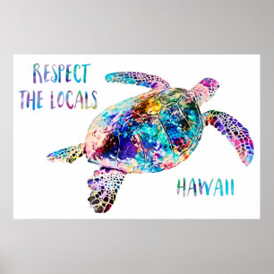 Poster Respectez la citation de la tortue marine locale T