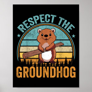 Poster Respectez Le Drapeau De La Marmotte Usa Woodchuck