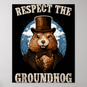 Poster Respectez le marmotte drôle jour de la marmotte