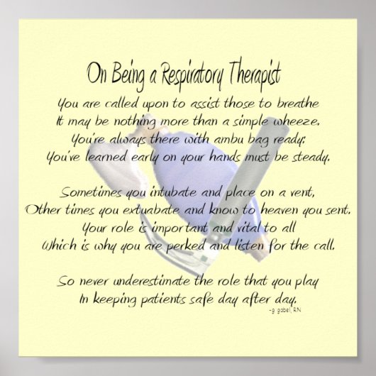 Poster Respiratory Therapist Poem/Poster (Devant)