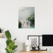 Poster Respire juste Citation Encourageante Nature Cascad (Bureau à domicile)