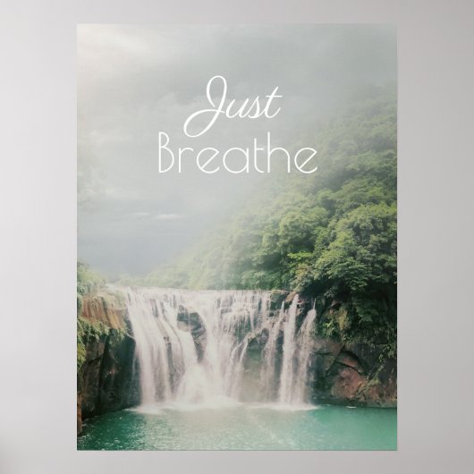 Poster Respire juste Citation Encourageante Nature Cascad (Devant)