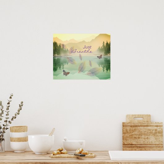 Poster Respire juste le papillon Feuille Gold Mountain (Cuisine)