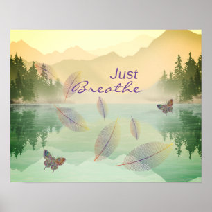 Poster Respire juste le papillon Feuille Gold Mountain