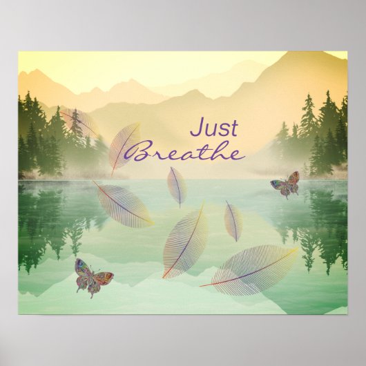Poster Respire juste le papillon Feuille Gold Mountain (Devant)