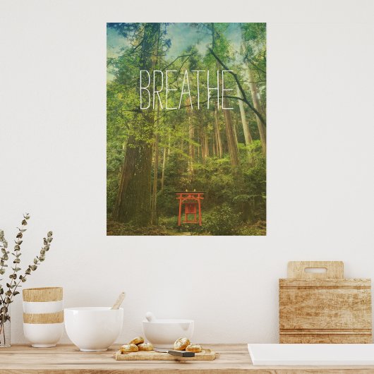 Poster Respire le Kyoto Shinto Shrine Forêt Arbres Nature (Cuisine)