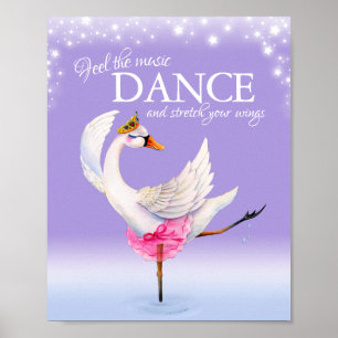 Poster Ressentez la musique danser ballet cygne nurserie 