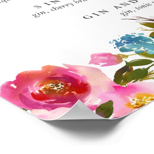 Poster Ressort | Pink Floral Signature Cocktail Menu (Coin)