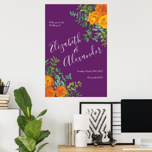 Poster Ressort Rose orange violet Mariage (Bureau à domicile)