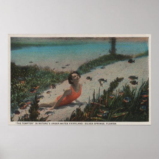 Poster Ressorts d'argent, FL - Femme nageant sous l'eau (Devant)