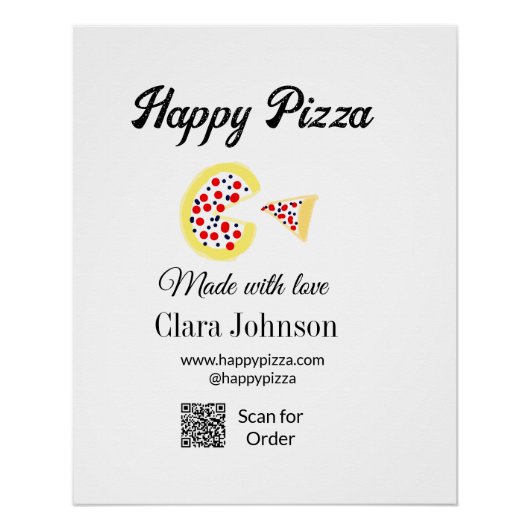 Poster Restaurant de pizzas café pizzeria scannez le code (Devant)