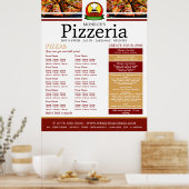 Poster Restaurant de pizzas, Menu de pizzeria (Cuisine)