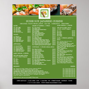 Poster Restaurant Japonais, Menu Sushi