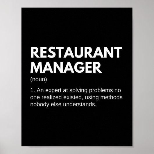 Poster Restaurant Manager Funny Definition (Devant)