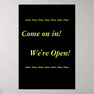 Poster Restaurant Supplies, Open Sign, Black and Gold
