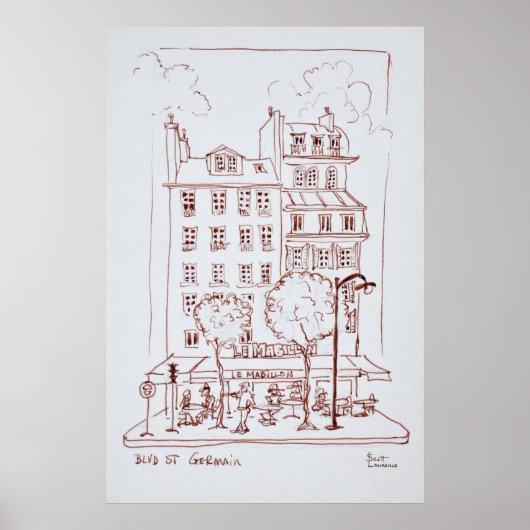 Poster Restaurant sur Boulevard | Saint-Germain, Paris (Devant)
