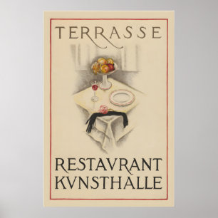 Poster Restaurant Terrasse Kunsthalle Vintage Food&Drink