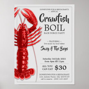 Poster Restaurant vintage 4 juillet Crawfish Boy Party