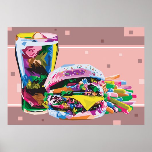 Poster Restauration rapide burger pop art (Devant)