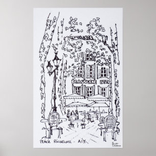 Poster Restauration sur Plaza   Aix en Provence, France