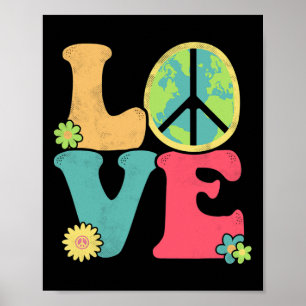 Poster Restaurer Jour des terres Paix Signer Aimer Hippie