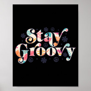 Poster Reste Hippie Groovy Signe de Paix Rétro 60s 70s Da