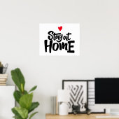 Poster Restez À La Maison Cœur (Bureau à domicile)