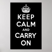 Poster Restez au calme et continuez sur l'affiche - Noir (Devant)