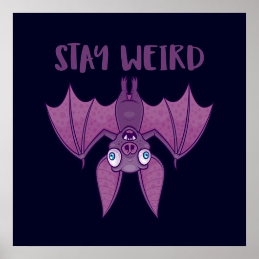 Poster Restez bizarre chauve-souris caricaturale (Devant)