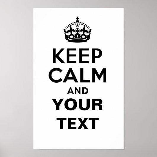 Poster Restez calme avec votre texte (Devant)