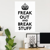 Poster Restez calme et continuez à imprimer votre parodie (Bureau à domicile)