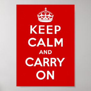 Poster Restez calme et continuez - Rouge