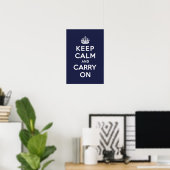 Poster Restez calme et continuez sur Phthalo Blue (Bureau à domicile)