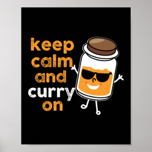 Poster Restez Calme Et Curry Sur Le Câble D'Herbe