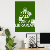 Poster Restez calme et demandez à un bibliothécaire (n'im (Bureau à domicile)