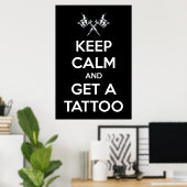 Poster Restez calme et faites un tatouage (Bureau à domicile)