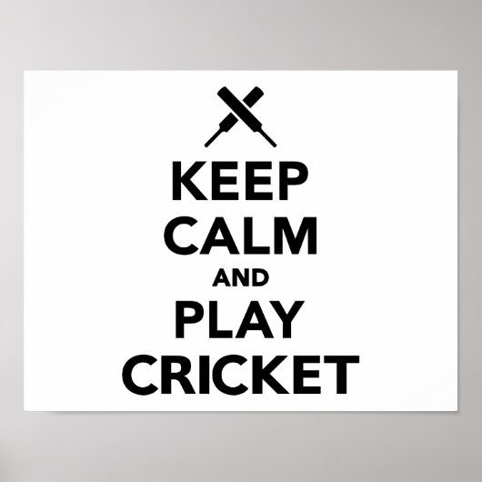 Poster Restez calme et jouez au cricket (Devant)