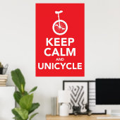 Poster Restez calme et monocycle (Bureau à domicile)