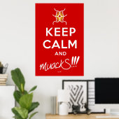 Poster Restez calme et mouS ! ! ! Rouge&blanc (Bureau à domicile)