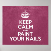 Poster Restez calme et peignez vos ongles, cuir rose (Devant)